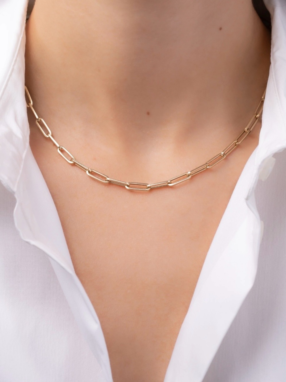 ITALIAN Paper-Clip Chain Necklace, 14k-gold plate on sterling silver